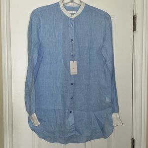 BAGUTTA SKY BLUE LINEN TUNIC BLOUSE SZ EU 38/ US 2 NWT
